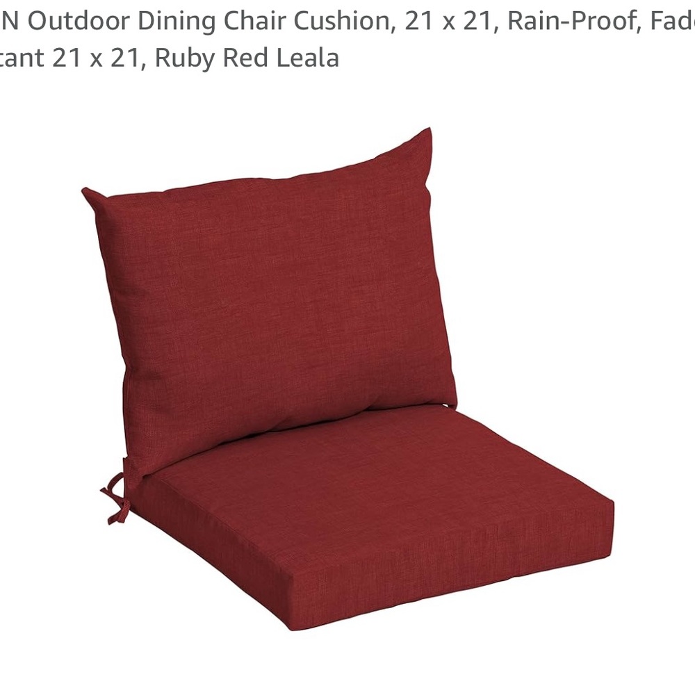 Arden Selections Outdoor Plush Modern Red Dining Chair Cushion, 21 x 21x4 New